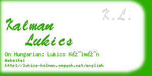 kalman lukics business card